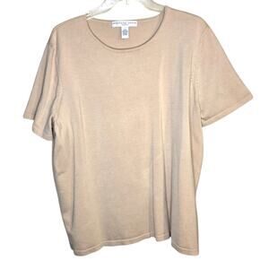 Josephine Chaus Luxurious Beige Silk Blend T-shirt Sz 2 0250